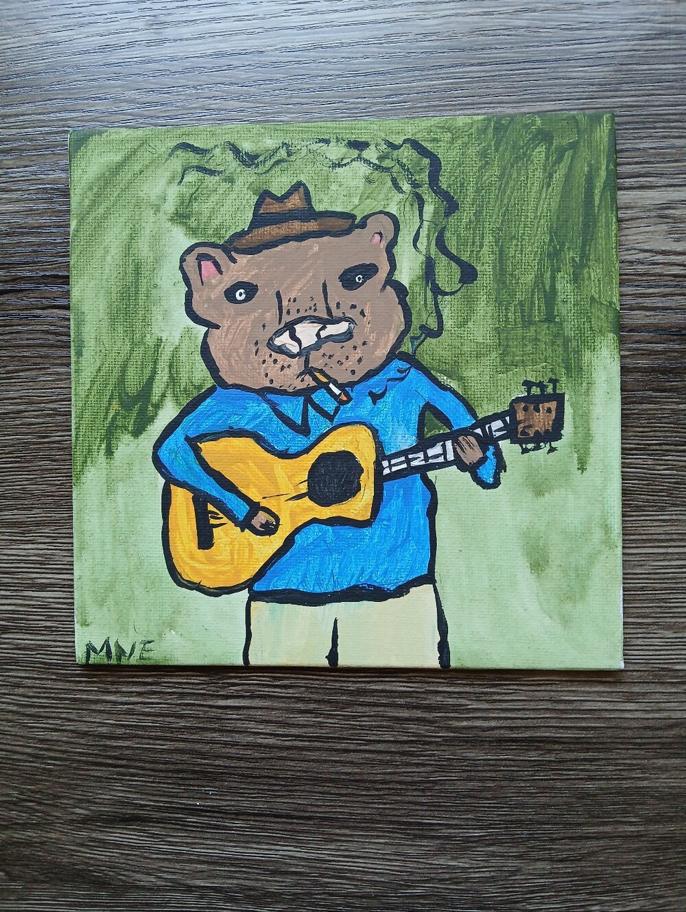 Bear Playing Guitar Painting